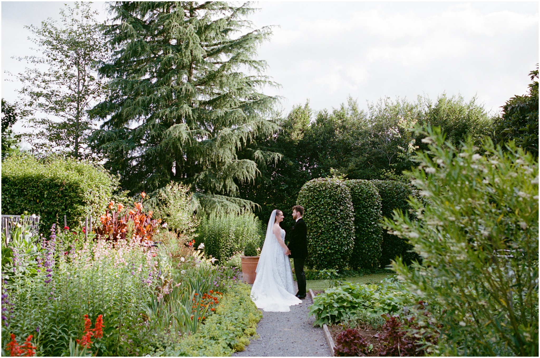 Bride and groom at The Tree Church and Gardens