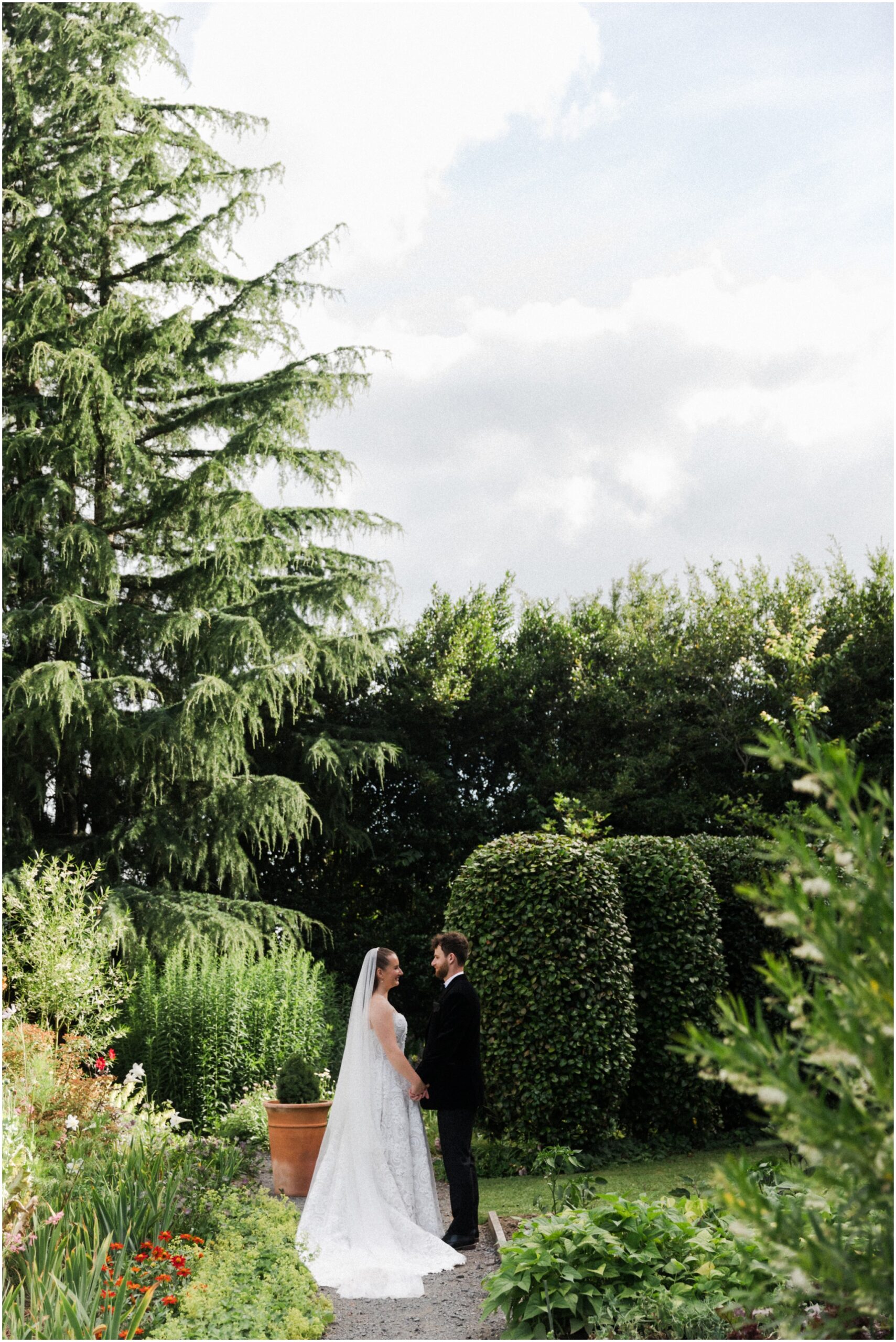 Bride and groom at The Tree Church and Gardens
